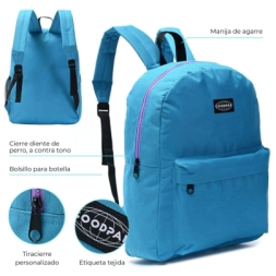 Imagen de Mochila Goodpack Cierre Contra Tono Turquesa 43x33x15cm