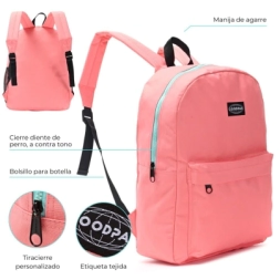 Imagen de Mochila Goodpack Cierre Contra Tono Rosa 43x33x15cm