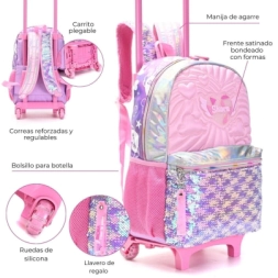 Imagen de Mochila Carro Alma Matelasse Rosa Con Llavero 18