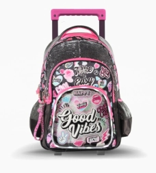 Imagen de Mochila Carro 18'' Good Vibes Con Luz Led Negro