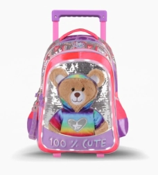 Imagen de Mochila Carro 18'' Teddy Con Luz Led Lila