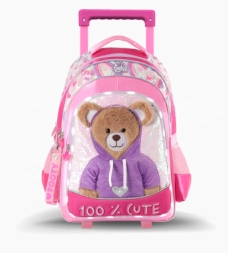 Imagen de Mochila Carro 18'' Teddy Con Luz Led Rosa