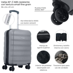 Imagen de Valija Hard Check In Plateada 20