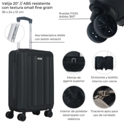 Imagen de Valijas Hard Check In Negro 20