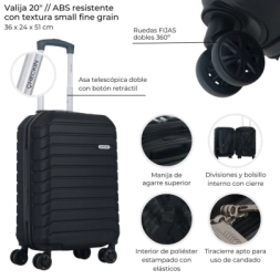 Imagen de Valijas Hard Check In Negro 20