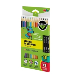 Imagen de Lapices Mad Largos Triang 12 Col + 3hb Pizzini