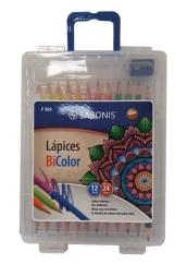 Imagen de Estuche Lapices Bicolor Sabonis X12 Largo C/sacap