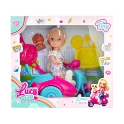Imagen de Mini MuÑeca Lucy Pop Tiny Con Moto Y Accesorios 12x14x9,5 Cm