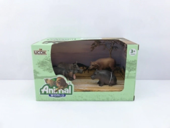 Imagen de Animal World Playset 19cm Pack X 4 Cachorros Rino Antilope