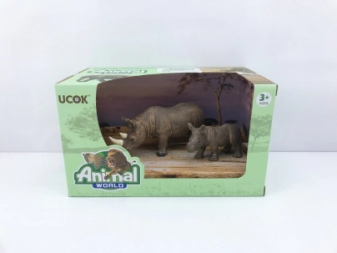 Imagen de Animal World Playset 19cm Pack X 2 Rinoseronte