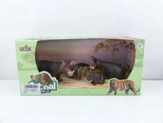 Imagen de Animal World Playset 31cm Pack X 4 Familia Hipopotamo