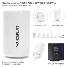 Imagen de Bomba Electrica Para Bolsas Al Vacio Con Puerto Usb