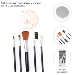 Imagen de Set Brocha Maquillaje Y Espejo X5 Skora