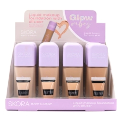 Imagen de Base De Maquillaje Fluida Envase De Vidrio Con Difusor Skora