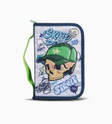 Imagen de Cartuchera Rigida 1 Cierre Skull Footy Verde